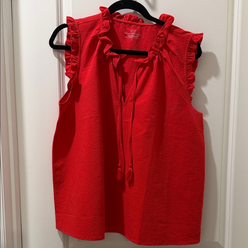 Vineyard Vines Scarlet Ruffle Top - Picture 3 of 5